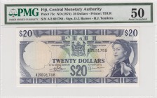 Fiji, 20 Dollars, 1974, AUNC, p75c
PMG 50, Queen Elizabeth II, serial number: A3691788
Estimate: $250-500
