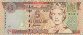 Fiji, 5 Dollars, 1998, UNC, p101a
Queen Elizabeth II Bankonte, serial number: T 824112
Estimate: $15-30