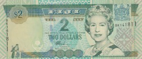 Fiji, 2 Dollars, 2002, UNC, p104
serial number: BK 141811, Queen Elizabeth II portrait
Estimate: $5-10