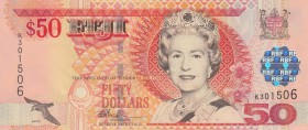 Fiji, 50 Dollars, 2002, UNC, p108a
Queen Elizabeth II Bankonte, serial number: K 301506
Estimate: $40-80