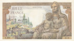 France, 1000 Francs, 1942, UNC, p102
serial number: Y.955.019
Estimate: $100-200