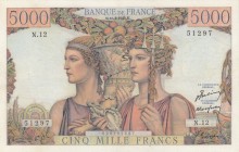 France, 5000 Francs, 1949, UNC, p131a, RARE
serial number: N.12-51297, sign: Belin /Rousseau /Gargam
Estimate: $250-500