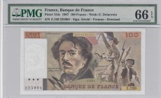 France, 100 Francs, 1987, UNC, p154c
PMG 66 EPQ, serial number: Z.120-225904, sign: Strohl /Ferman /Dentaud, Eugene Delacroix portrait
Estimate: $75...