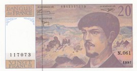 France, 20 Francs, 1997, UNC, p155i
serial number: 117073.N.061, Claude Debussy portrait at right
Estimate: $10-20
