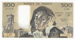 France, 500 Francs, 1984, UNC, p156e
serial number: F.207.57559, Plaise Pascal portrait at center
Estimate: $100-200