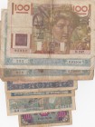 France, 1 Franc (2), 5 Francs, 10 Francs (3), 100 Francs, 1917/1948, POOR / XF, (Total 7 banknotes)
Estimate: $25-50