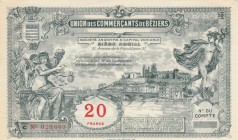France, Beziers, 10 Francs, 1920, UNC
Union Des Commercants de Beziers, ticket
Estimate: $15-30