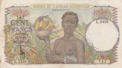 French West Africa, Afrique Occidentale Française, 100 Francs, 1948, XF (-), p40
serial number: L.3459-742
Estimate: $100-200