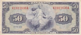 Germany, 50 Mark, 1948, XF, p7
serial number: K1911636A
Estimate: $750-1500