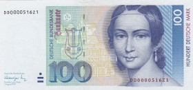 Germany, 100 Mark, 1991, UNC, p41b
serial number: DD 0000516Z1, low serial number, Clara Schumann portrait at right
Estimate: $100-200