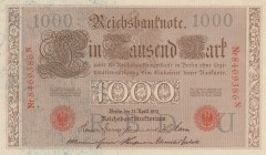 Germany, 1000 Mark, 1910, ÇİL, p44
serial number: 8469386
Estimate: $15-30