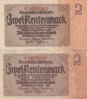 Germany, 2 Mark, 1937, FİNE / VF, p174, (TWO BANKNOTES)
Estimate: $10-20.