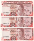 Gibraltar, 1 Pound (3), 1988, UNC, p20e, (Total 3 banknotes)
Queen Elizabeth II Bankonte: L 635359, L 635069 and L 635068
Estimate: $25-50