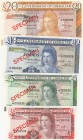 Gibraltar, 1-5-10 and 20 Pounds, 1975, UNC, p20as-p21as- p22as-p23as, SPECIMEN, (Total 4 banknotes)
Collector series, certified, matching serial numb...