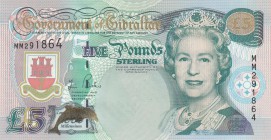 Gibraltar, 5 Pounds, 2000, UNC, p29a
Queen Elizabeth II portrait, serial number: MM 291864, Millennium commemorative issue
Estimate: $30-60