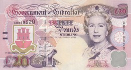 Gibraltar, 20 Pounds, 2006, UNC, p33a
Queen Elizabeth II portrait, serial number: AB 018520
Estimate: $50-100