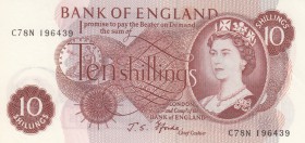 Great Britain, 10 Shillings, 1967, UNC, p373c
Queen Elizabeth II portrait, serial number: C78N 196439, sign: Fforde
Estimate: $10-20