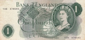 Great Britain, 1 Pound, 1960, XF, p374a, ERROR
Queen Elizabeth II Bankonte, sign: O'Brian, serial number: Y38 478593
Estimate: $200-400