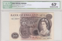 Great Britain, 10 Pounds, 1964, UNC, p376a
ICG 63, Queen Elizabeth II portrait, serial number: A03 665256
Estimate: $150-300