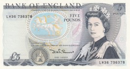 Great Britain, 5 Pounds, 1980, UNC, p378c
Queen Elizabeth II portrait, serial number: LW36 736378, sign: Somerset
Estimate: $50-100