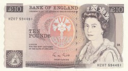 Great Britain, 10 Pounds, 1988, UNC, p379e
Queen Elizabeth II portrait, serial number: HZ07 594481, sign: Gill
Estimate: $35-70