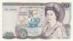 Great Britain, 20 Pounds, 1988, UNC, p380e
Queen Elizabeth II, serial number: 73S 245651, sign: Gill
Estimate: $100-200