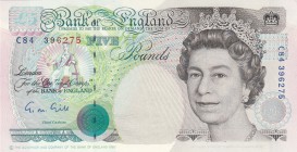 Great Britain, 5 Pounds, 1990, UNC, p382a
Queen Elizabeth II portrait, serial number: C84 396275, sign: Gill
Estimate: $15-30
