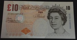Great Britain, 10 Pounds, 2004, UNC, p389c
Queen Elizabeth II portrait, serial number: EC23 039068, sign: Bailey
Estimate: $15-30