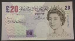 Great Britain, 20 Pounds, 1999, UNC, p390a
Queen Elizabeth II portrait, serial number: DD70 827962
Estimate: $25-50