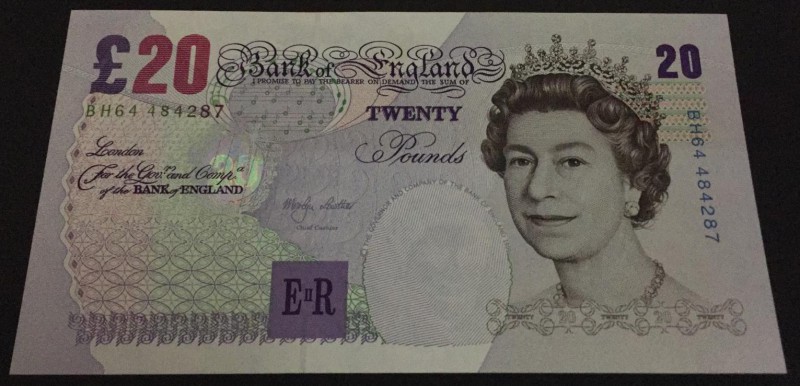 Great Britain, 20 Pounds, 1999, UNC, p390a
Queen Elizabeth II portrait, serial ...