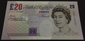 Great Britain, 20 Pounds, 1999, UNC, p390a
Queen Elizabeth II portrait, serial number: BH64 484287, sign: Lowther
Estimate: $30-60