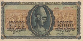 Greece, 5000 Drachmai, 1943, UNC (-), p122
serial number: 127922
Estimate: $15-30