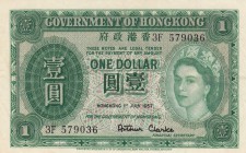 Hong Kong, 1 Dollar, 1957, XF, p324Ab
Queen Elizabeth II Bankonte, serial number: 3F 579036
Estimate: $25-50