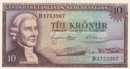 Iceland, 10 Kronur, 1957, UNC, p38
serial number: B3753307, Landsbanki Islands-Sedlanbankinn
Estimate: $10-20
