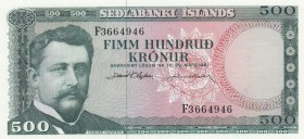 Iceland, 500 Kronur, 1961, UNC, p45
serial number: F 3664946
Estimate: $15-30