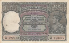 India, 100 Rupees, Calcutta, 1943, VF, p20f, RARE
serial number:B/20 790362, sign: C.D. Deshmukh
Estimate: $750-1500