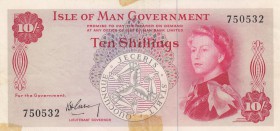 Isle Of Man, 10 Shillings, 1961, XF, p24a
Queen Elizabeth II, serial number: 750532
Estimate: $40-80