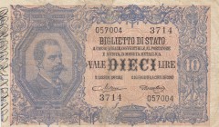Italy, 10 Lire, 1888-1925, VF (+), p20
serial number: 057004-3714, King Umberto I portrait
Estimate: $50-100