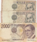 İtaly, 1.000 Lire and 2000 Lire, 1982 /1990, FİNE / VF, p109 -p115, (Total 3 banknotes)
serial number: LF 867770A, EF 706498J and TB 974740L
Estimat...