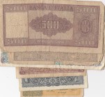 İtaly, 1 Lire, 5 Lire, 10 Lire, 50 Lire (2) and 100 Lire, POOR / VF, (Total 5 banknotes)
no return
Estimate: $25-50
