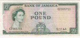 Jamaica, 1 Pound, 1964, AUNC, p51Cd
Queen Elizabeth II, serial number: EZ 065711, LAST PREFIX
Estimate: $100-200