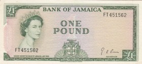 Jamaica, 1 Pound, 1964, AUNC, p51Ce
Queen Elizabeth II Bankonte, serial number: FT 451562
Estimate: $100-200