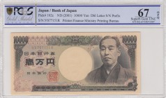 Japan, 10.000 Yen, 2001, UNC, p102c
PCGS 67 OPQ, serial number: VS 77151R
Estimate: $200-300