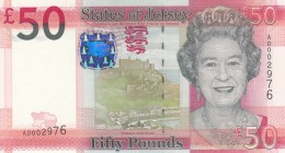 Jersey, 50 Pounds, 2010, UNC, p36
serial number: AD002976, Queen Elizabeth II portrait
Estimate: $100-200