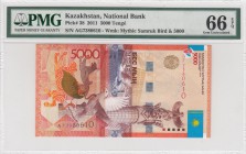 Kazakhstan, 5000 Tenge, 2011, UNC, p38
PMG 66 EPQ, serial number: AG 7380610
Estimate: $50-100