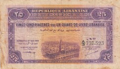 Lebanon, 25 Piastres, 1942, FINE, p36
serial number: A/3 737.523
Estimate: $25-50