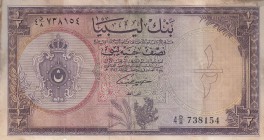 Libya, 1/2 Pound, 1963, FINE (+), p24
serial number: 4 D/8 738154, AH: 1382
Estimate: $50-100