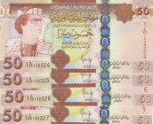 Libya, 50 Dinars, 2008, UNC, p75, (Total 4 consecutive bankotes)
Estimate: $60-120