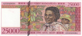 Madagascar, 25.000 Francs, 1998, UNC, p82
serial number: A 55040684
Estimate: $25-50