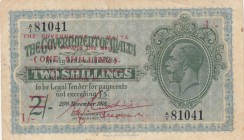 Malta, 2 Shillings on 1 Shilling, 1918, VF, p15
serial number: A/1 81041, King George VI portrait at right
Estimate: $75-150